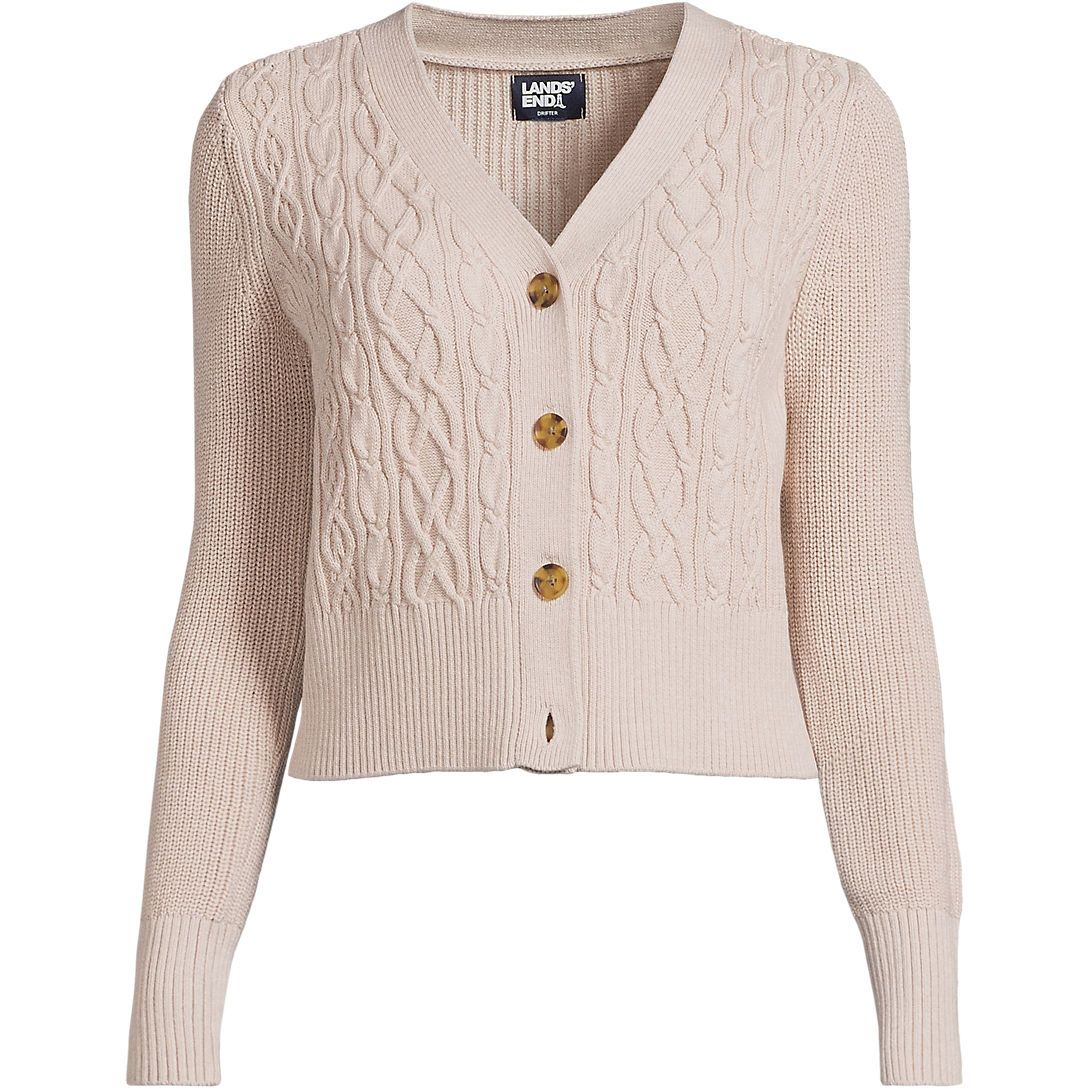 Women's Drifter Relaxed Cable Cardigan Sweater | Lands' End (US)