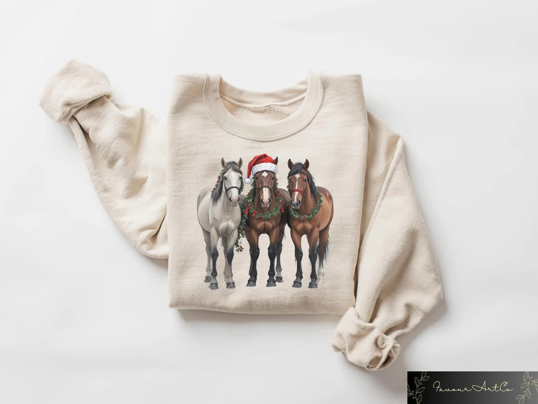 Horse Christmas Sweatshirt, Western Christmas Horse Shirt, Womens Christmas Sweater, Funny Christ... | Etsy (US)