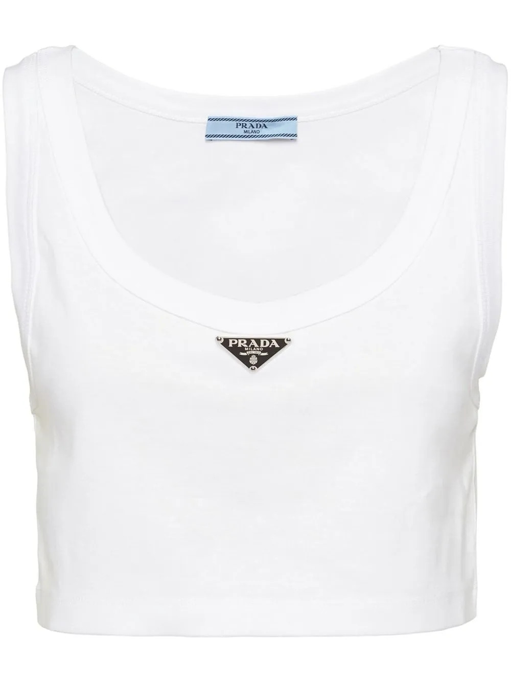 Prada Logo Plaque Crop Top - Farfetch | Farfetch Global