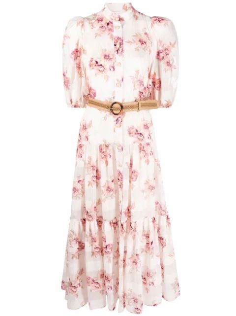 Rosa floral-print belted midi dress | Farfetch (UK)