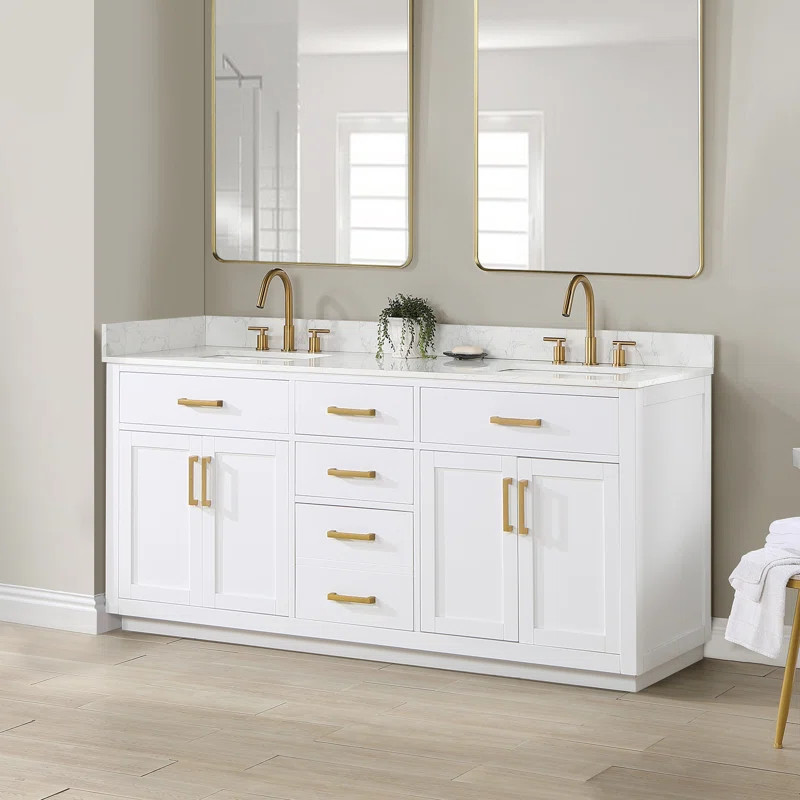 Colleyville 72'' Double Bathroom Vanity with Engineered Stone Top | Wayfair North America