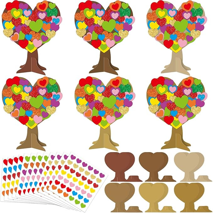 980 Pieces Valentines Love Heart Tree Craft for Kids Valentine's Day DIY Self-Adhesive Heart-Shap... | Amazon (US)