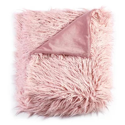 De Moocci® Mongolian Faux Fur Throw Blanket in Pink | Bed Bath & Beyond