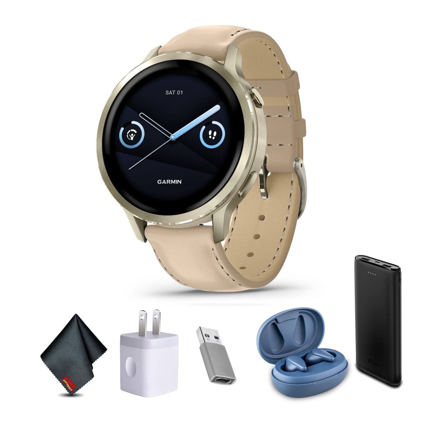 Garmin - Venu 4, 41mm, Advanced Health and Fitness GPS Smartwatch, Lunar Gold with Light Sand Leather Band - Gold - (2025) | Best Buy U.S.