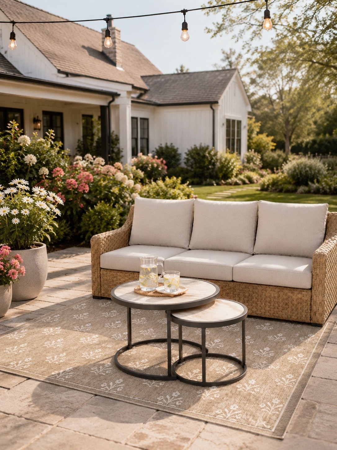 Backyard Bliss Cozy Home Edition 🌿

Follow @farmtotablecreations on Instagram for more cozy, elevated home finds ✨

This cozy patio setup is giving all the relaxed summer evenings vibes ✨ From the woven seating to the soft neutral rug and layered tables, every detail feels warm, elevated, and effortlessly inviting. Add in the blooming garden views and café lights overhead, and you’ve got the perfect backyard retreat for slow mornings or sunset lemonade.

Shop this modern patio look on my LTK for all the cozy outdoor finds 🤍#LTKStyle #PatioDecor #OutdoorLiving #ModernFarmhouse #BackyardInspo #OutdoorFurniture #FarmhouseStyle #NeutralDecor #CozyHome #SummerDecor #BackyardGoals #PatioInspo #HomeStyling #OutdoorOasis

#LTKHome #LTKSeasonal #LTKHome