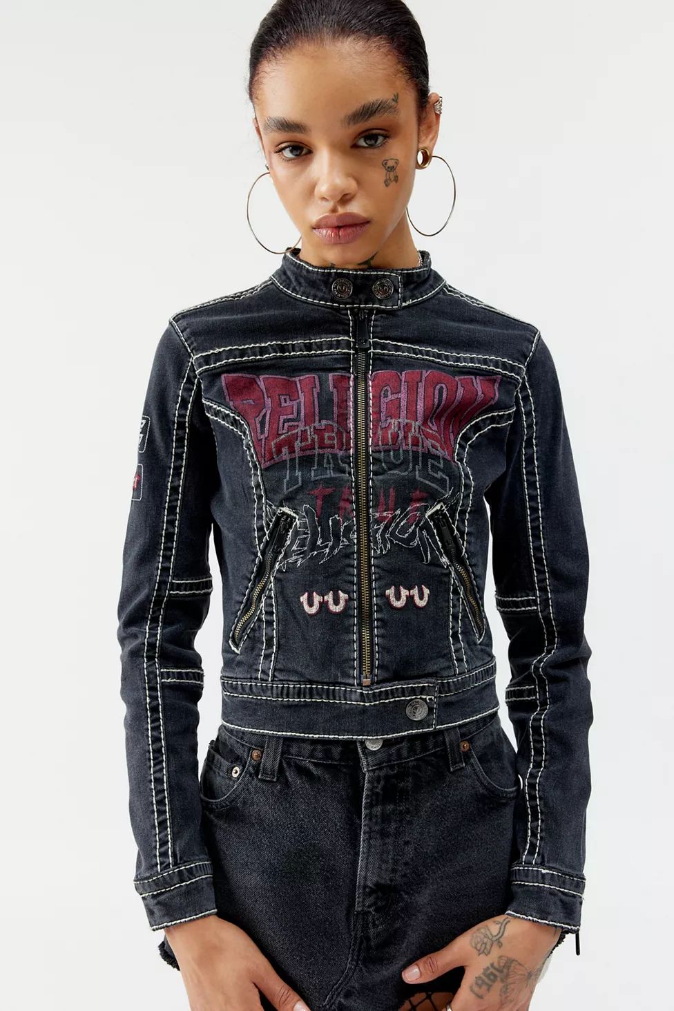 True Religion Denim Shrunken Moto Jacket | Urban Outfitters (US and RoW)