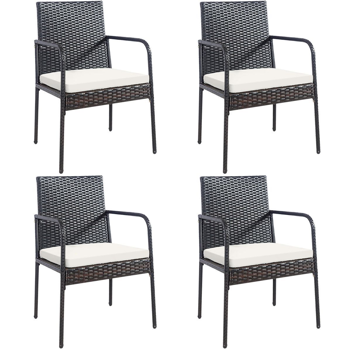 Costway 4PCS Patio Wicker Rattan Dining Chairs Cushioned Seats Armrest Garden | Target