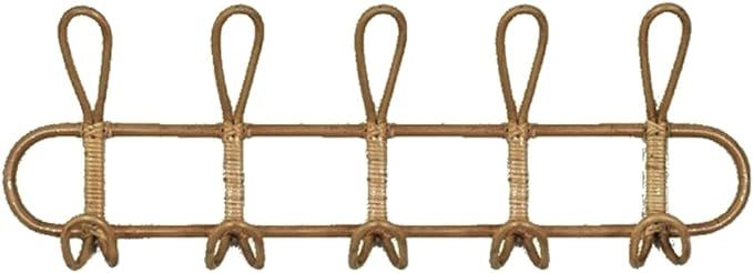 Rustic Rattan Wall Hooks 3 or 5 Hooks Hanging Coat Rack Storage Rattan Wall Hanger Clothing Hat T... | Amazon (US)