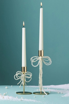 Gold & Pearl Bow Candle Holder | Anthropologie (US)