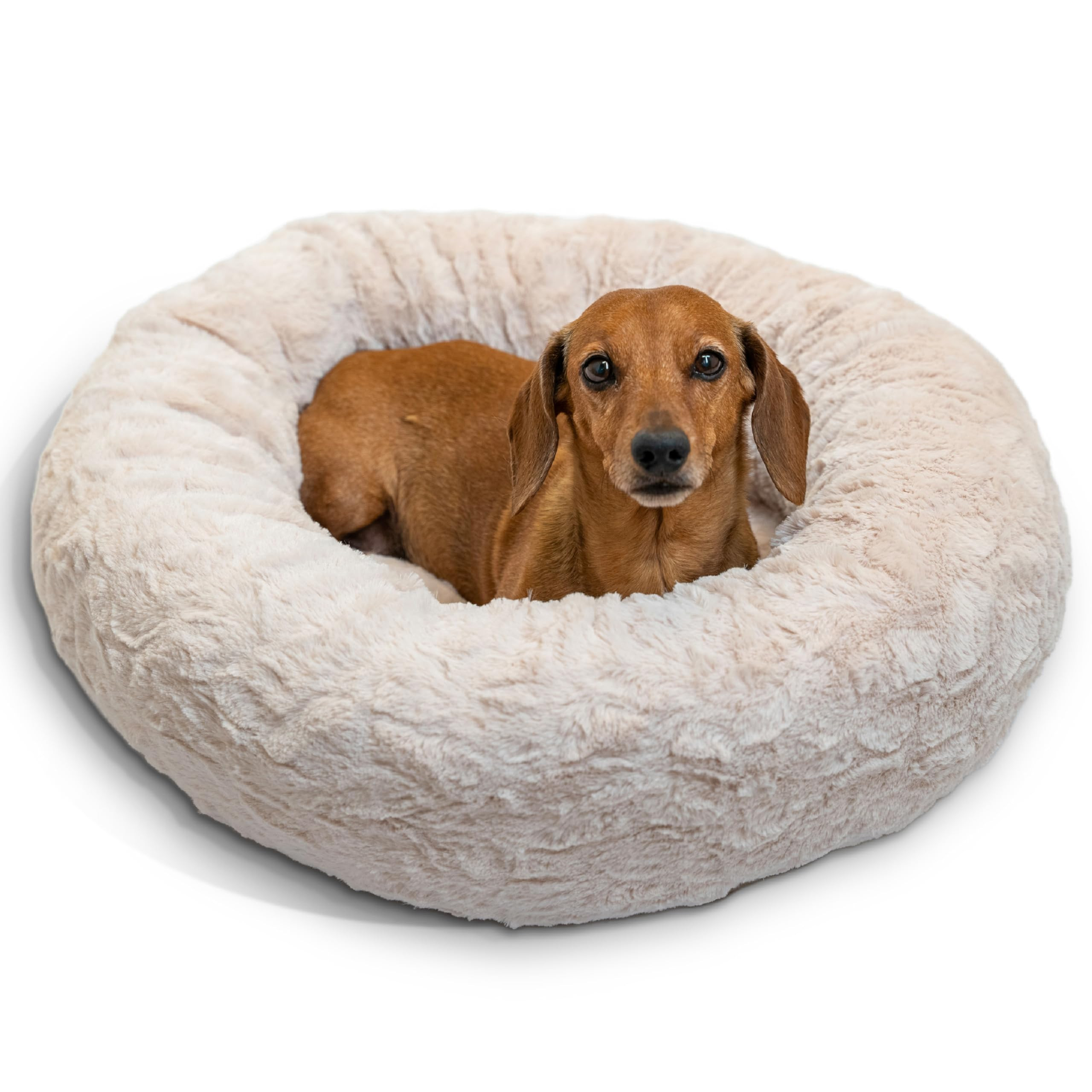 Best Friends by Sheri The Original Calming Donut Dog and Cat Bed in Lux Fur, Oyster, Small, 23x23 | Amazon (US)