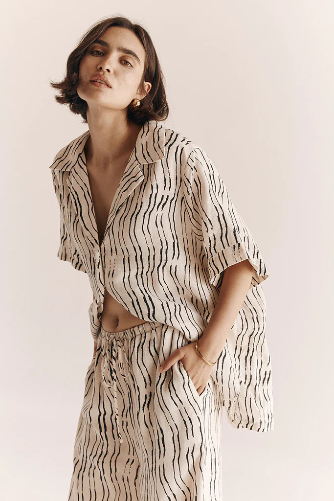 CLAIR CREAM STRIPE LINEN SHIRT | DISSH