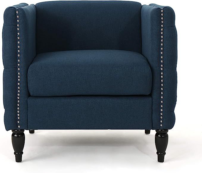 Christopher Knight Home Alira Modern Tufted Fabric Arm Chair, Navy Blue / Dark Brown | Amazon (US)