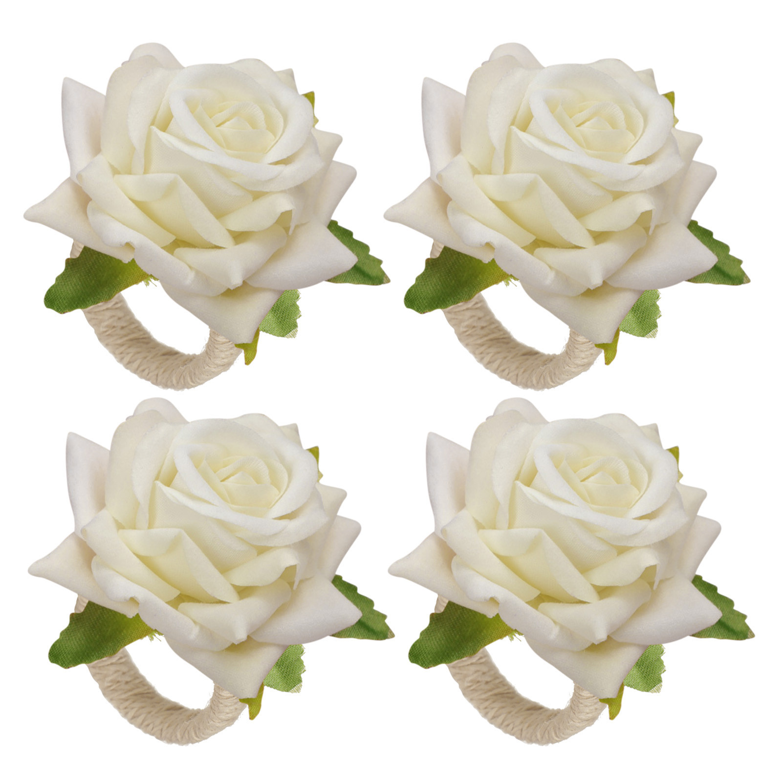 White Flower Napkin Rings Set of 4 Floral Napkin Rings Rose Napkin Holder Handcraft Flower Napkin... | Walmart (US)