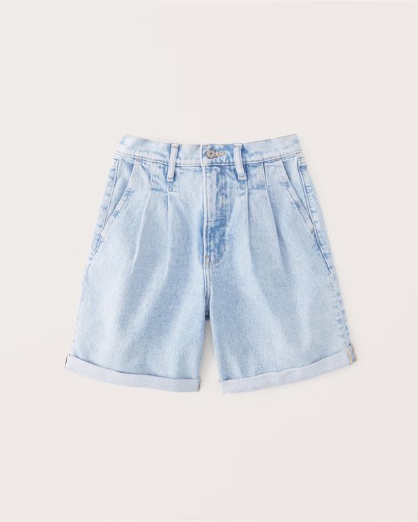 Pleated Denim Shorts | Abercrombie & Fitch (US)