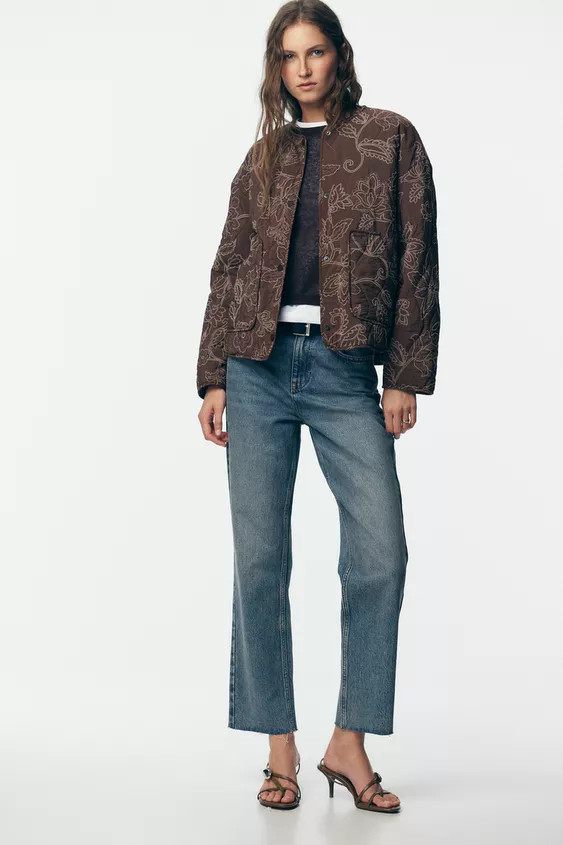 RUBBERIZED EMBROIDERY PUFFER JACKET | Zara US