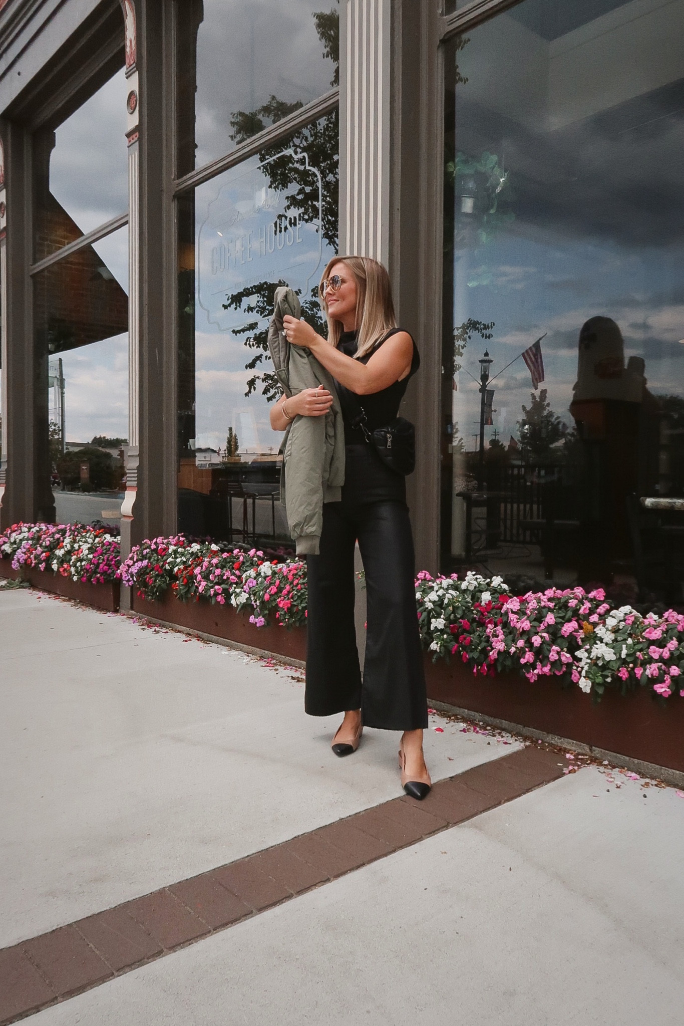 Best selling outfit of the month so far and still fully stocked! 🍂

XS tank / XS jacket / Size down one in the pants / Flats are true to size 

#LTKshoecrush #LTKitbag #LTKstyletip