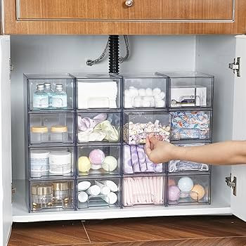 Vtopmart 6 Pack Clear Stackable Storage Drawers, 4.4'' Tall Acrylic Bathroom Makeup Organizer,Pla... | Amazon (US)