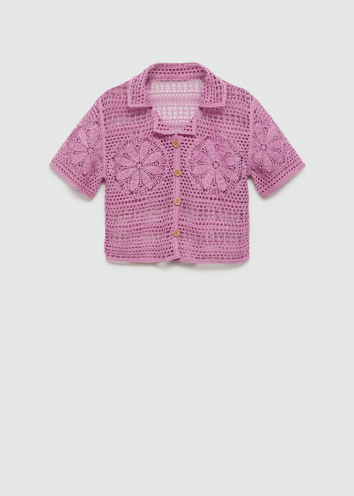 Crochet shirt with flowers | MANGO (US)