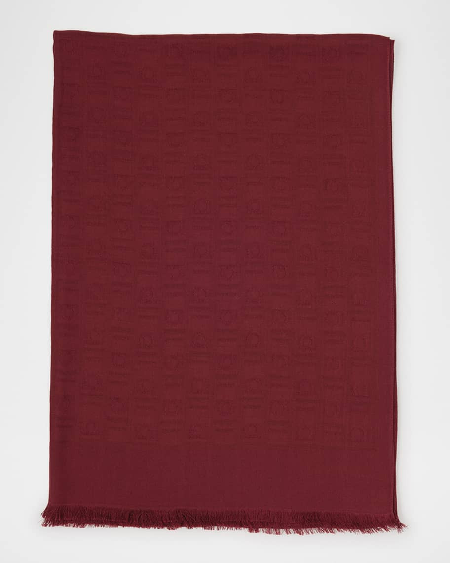 Ferragamo Monogram Silk Wool Scarf | Neiman Marcus