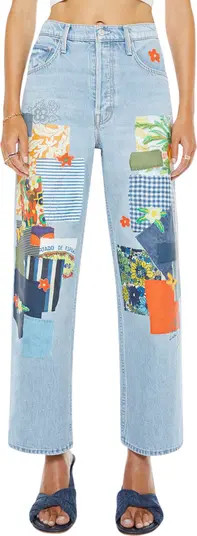 Spinner Flood Patchwork Straight Leg Jeans | Nordstrom