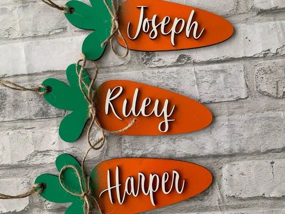 Easter Basket Tag + Easter Decor + Carrot Name Tag + Personalized + Farmhouse Decor + Gift | Etsy (US)