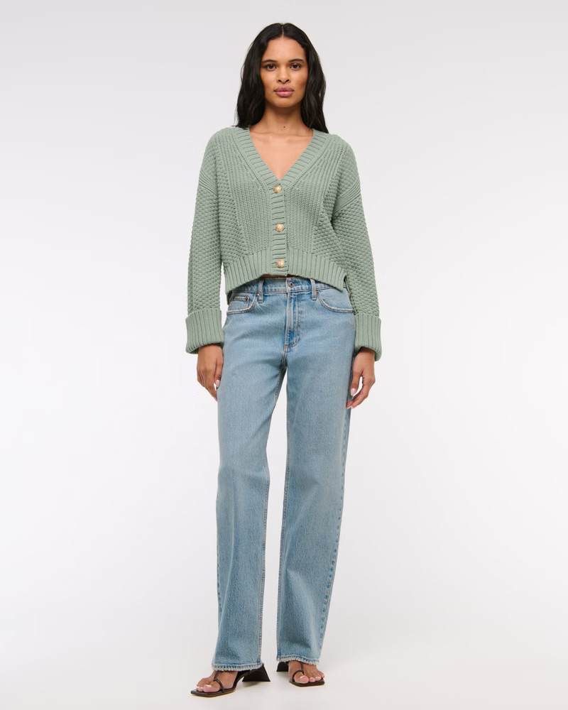 Cotton-Blend Seed Stitch Cardigan | Abercrombie & Fitch (US)