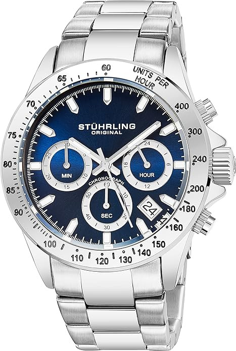 Stührling Original Men’s Chronograph Watch Stainless Steel Bracelet with Screw Down Crown and ... | Amazon (US)