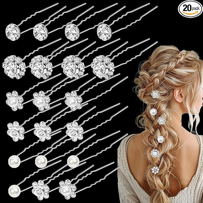 20Pcs Wedding Hair Accessories for Women, Classy Bridal Hair Pins Flower Bridesmaid Hair Accessor... | Amazon (UK)
