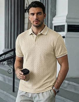 JMIERR Mens Casual Polo Shirt Short Sleeve Vacation Button Summer Beach Knit Stretchy Golf Shirts | Amazon (US)