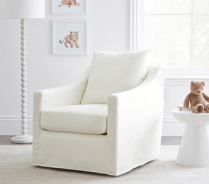 Ayden Slipcovered Swivel Glider | Pottery Barn Kids