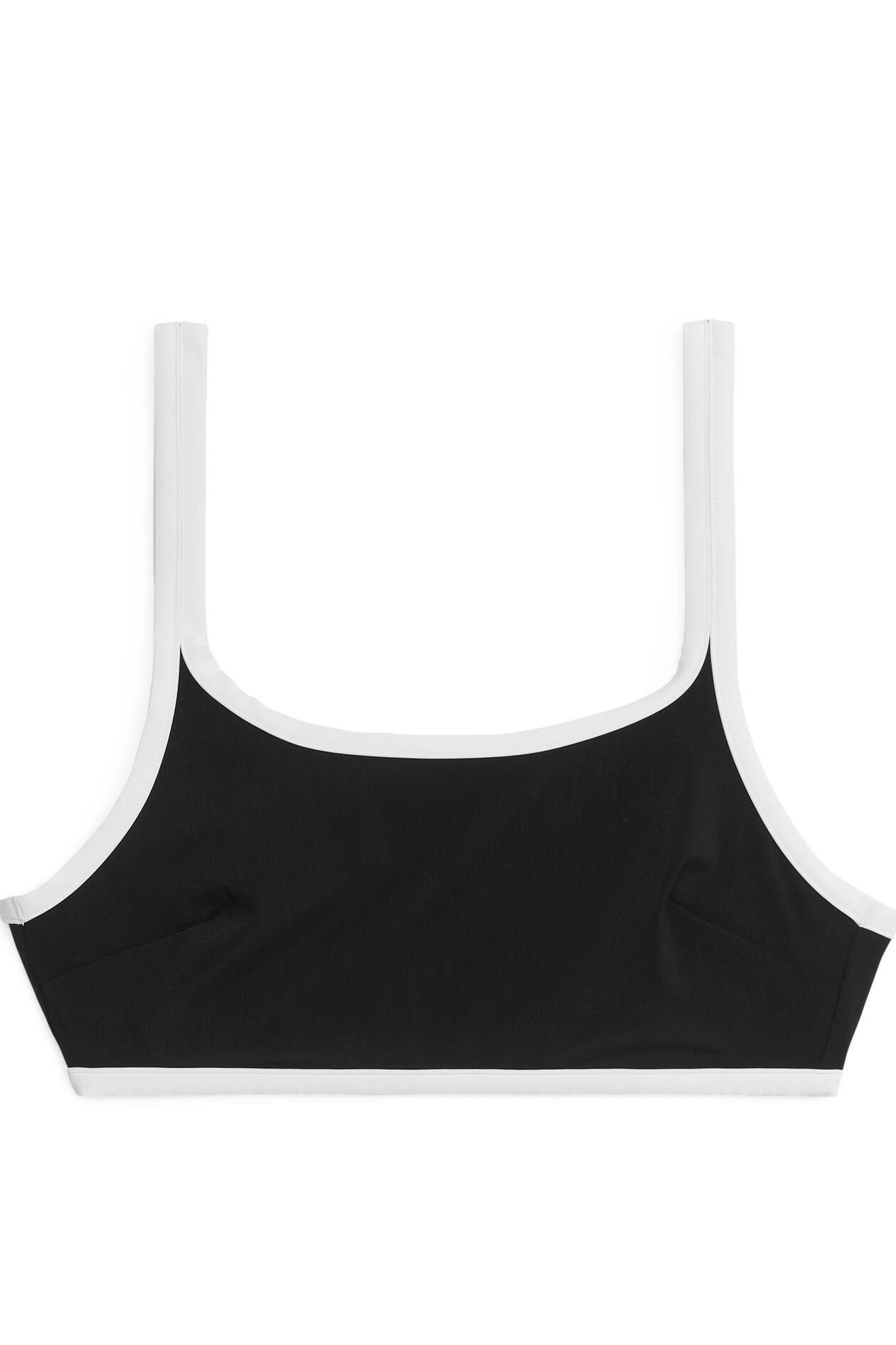 Contrast Bikini Top - Square neckline - Black/White - Ladies | H&M GB | H&M (UK, MY, IN, SG, PH, TW, HK)