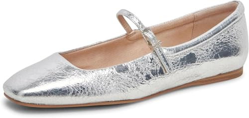 Dolce Vita Women's Reyes Ballet Flat, Silver Distressed Leather, 10 | Amazon (US)