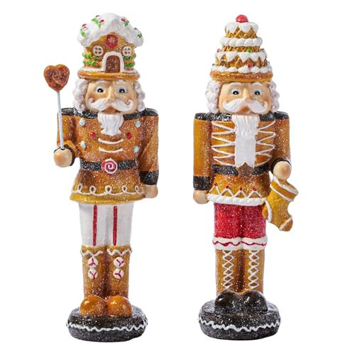 WDS WONDROUS Christmas Nutcracker Soldier Decor, Set of 2 Cute Gingerbread Nutcracker Figures Painted, Festive Collectible for Home Fireplace Tree Party Decoration(7.87 inch) | Amazon (US)