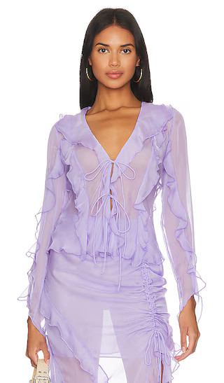 Ines Sheer Top in Violet Purple | Sheer Top | Sheer Skirt Set | Two Piece Skirt Set | Matching Sets | Revolve Clothing (Global)
