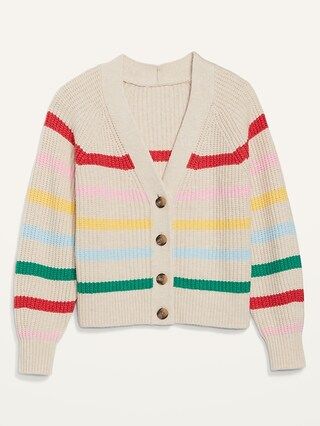 Brushed Striped Shaker-Stitch Cardigan Sweater for Women | Old Navy (US)