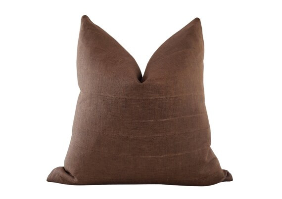 CEDAR | Boho Farmhouse Brown Stripe Linen Pillow, Brown Linen Cushion Cover UK, Boho Decor, Farmh... | Etsy (UK)