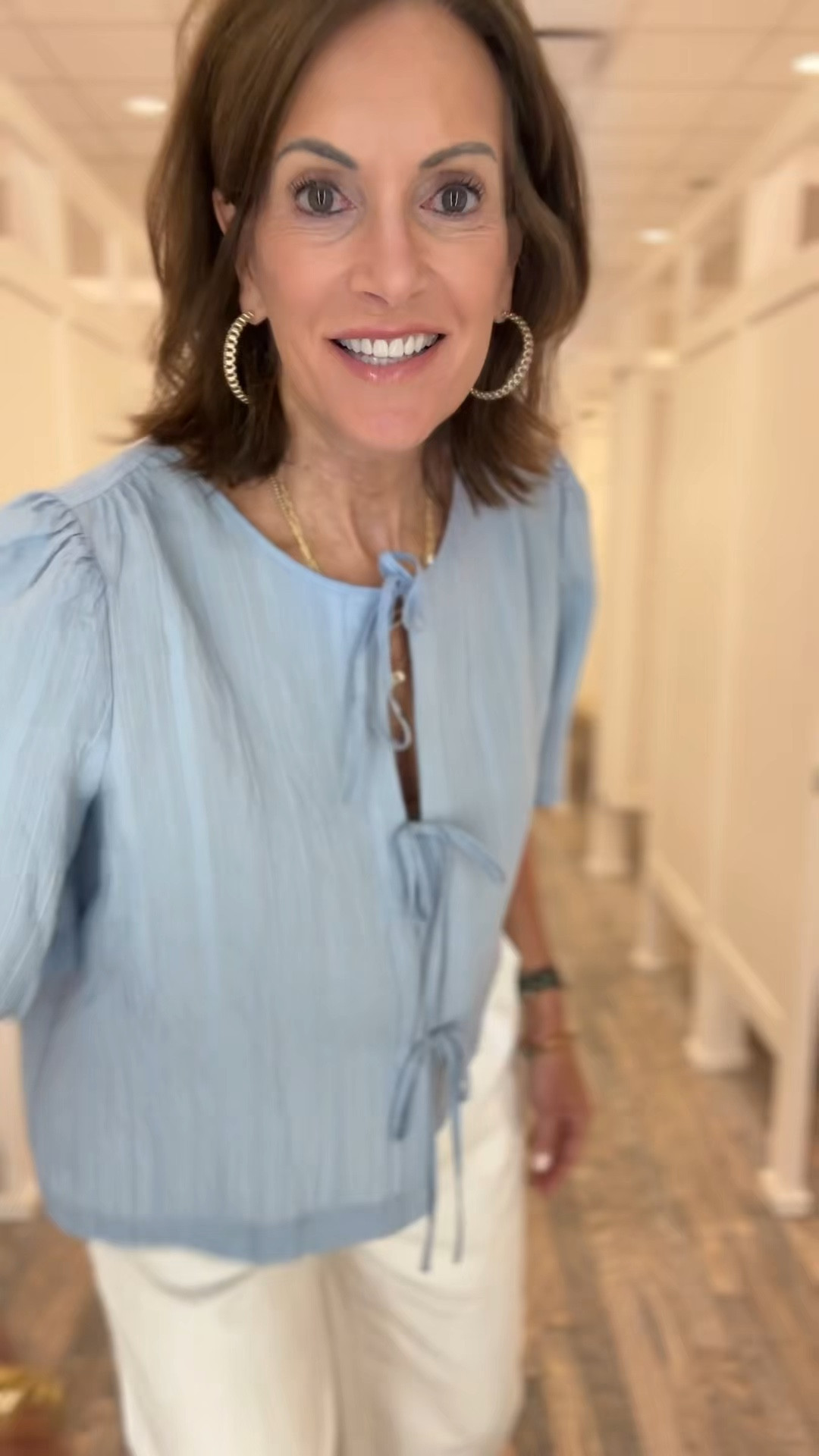 Tie front top - medium 
Pull on lined linen pants- med regular ( I ordered small tall )

Workwear
Vacation 
Spring outfit 
Sunday style 

#LTKMidsize #LTKTall #LTKSaleAlert