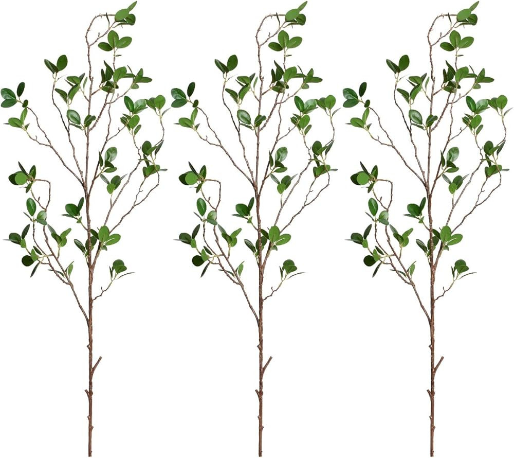 MARTINE MALL 3pcs Artificial Ficus Branches Leaf Spray, 44'' Faux Eucalyptus Branches Banyan Ficu... | Amazon (US)