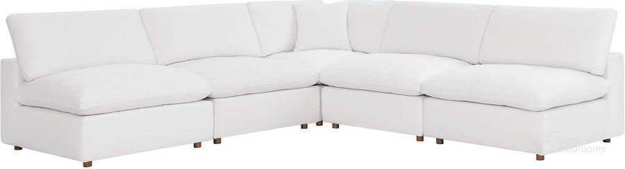 Commix Down Filled Overstuffed 5-Piece Armless Sectional Sofa In White | 1stopbedrooms