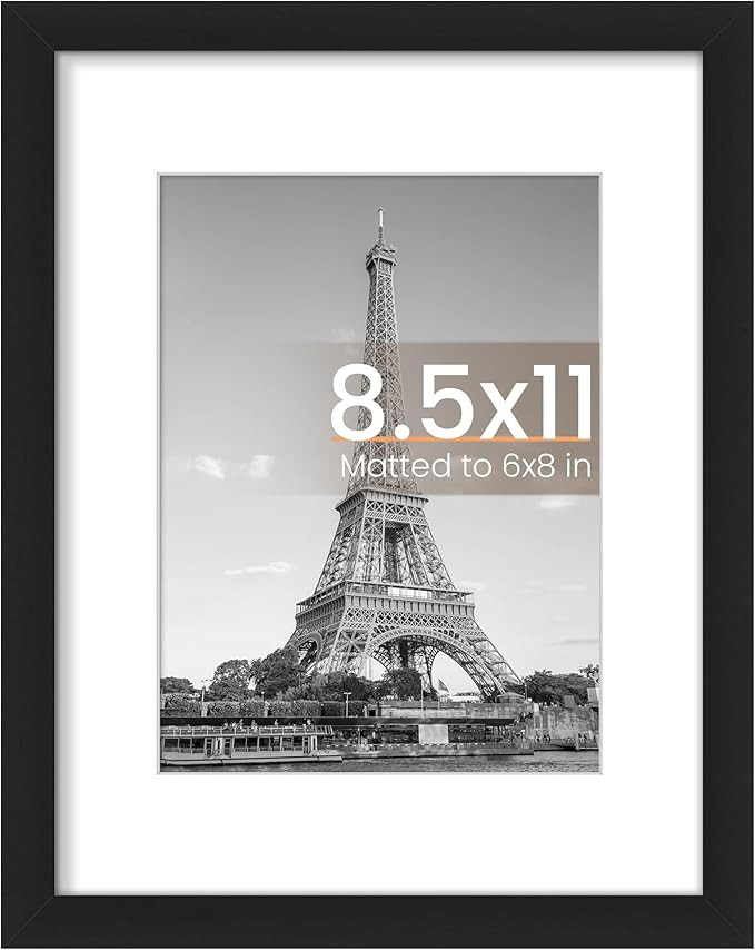 upsimples 8.5 By 11 Picture Frame, Display Pictures 6x8 with Mat or 8.5 x 11 Without, Wall Hangin... | Amazon (US)