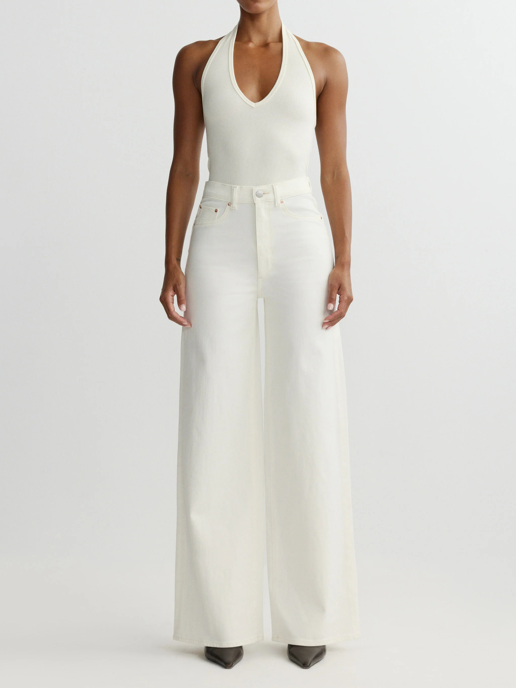 Hepburn Wide Leg High Rise 32" Jeans | Eggshell | DL 1961 Women