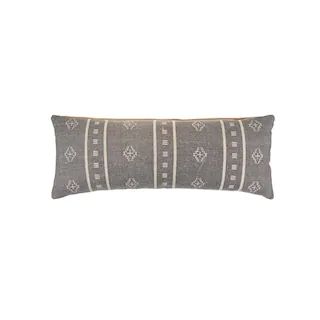 LR Home Embroidered Ethnic 14 in. x 36 in. Gray/Cream Rectangle Throw Pillow PILLO04694FRO1230 - ... | The Home Depot