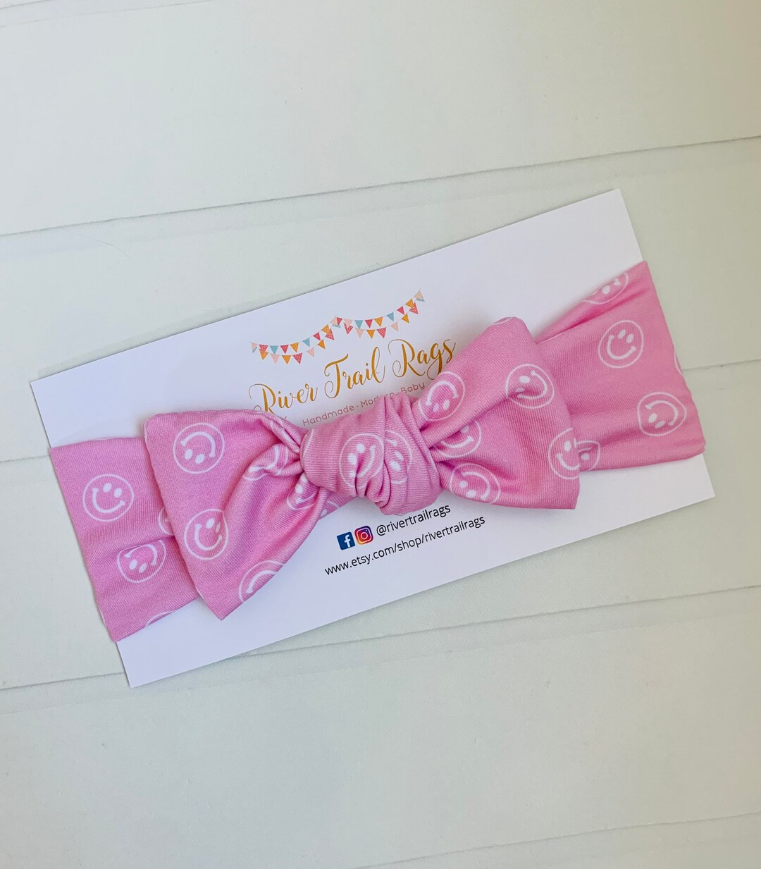 Smiley Face Headband-baby Headband-pink Top Knot Headband-smiley Face Girls Headband-smiley Face ... | Etsy (US)
