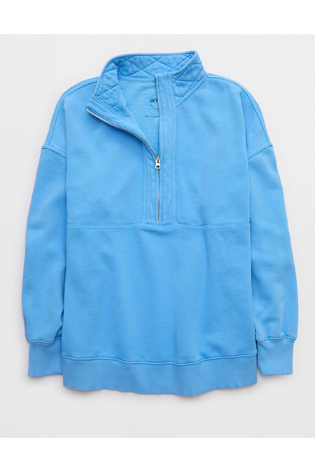 Aerie Quarter Zip Sweatshirt Women's Blue Vinyl S | Aerie