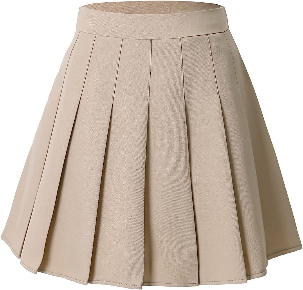 Hoerev Women Girls Short High Waist Pleated Skater Tennis Skirt | Amazon (US)