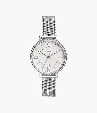Jacqueline Three-Hand Date Stainless Steel Watch | Fossil (US)