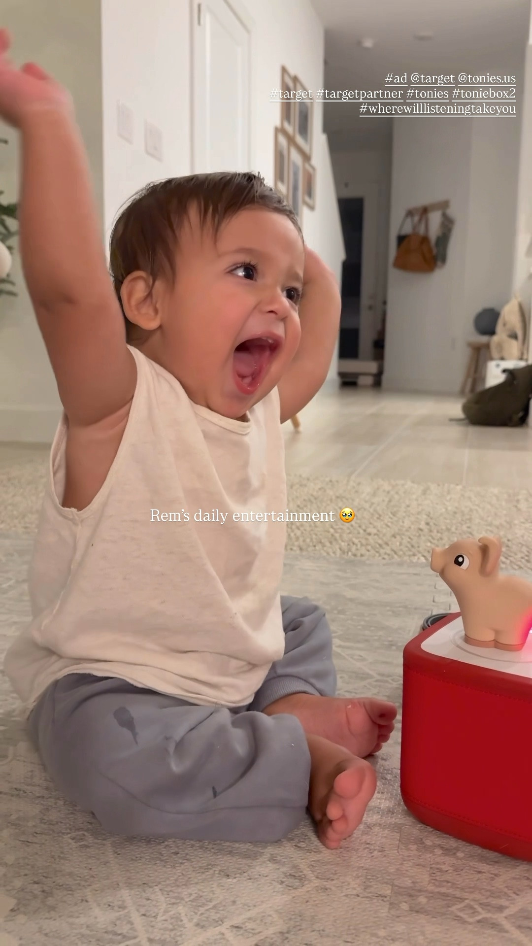 #ad Rem’s daily entertainment 🥰 best gift ever 

@target @tonies.us
#target #targetpartner #tonies #toniebox2 #wherewilllisteningtakeyou

#LTKmomlife #LTKKids #LTKBaby