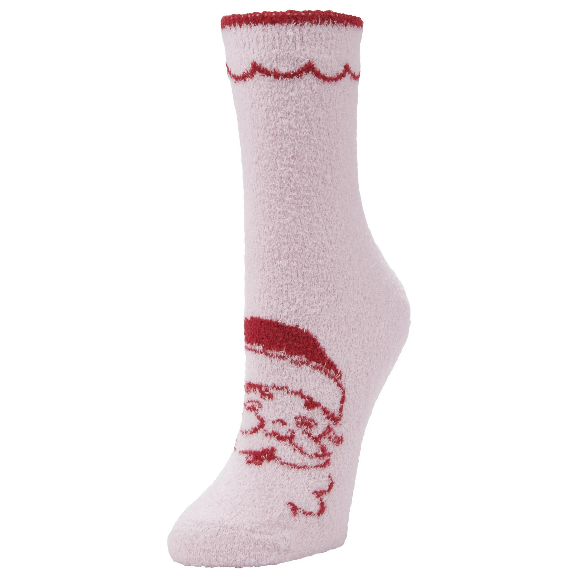Airplus Holiday Pink Santa Cozy Crew Socks, Women's 5-10, 1 Pair | Walmart (US)
