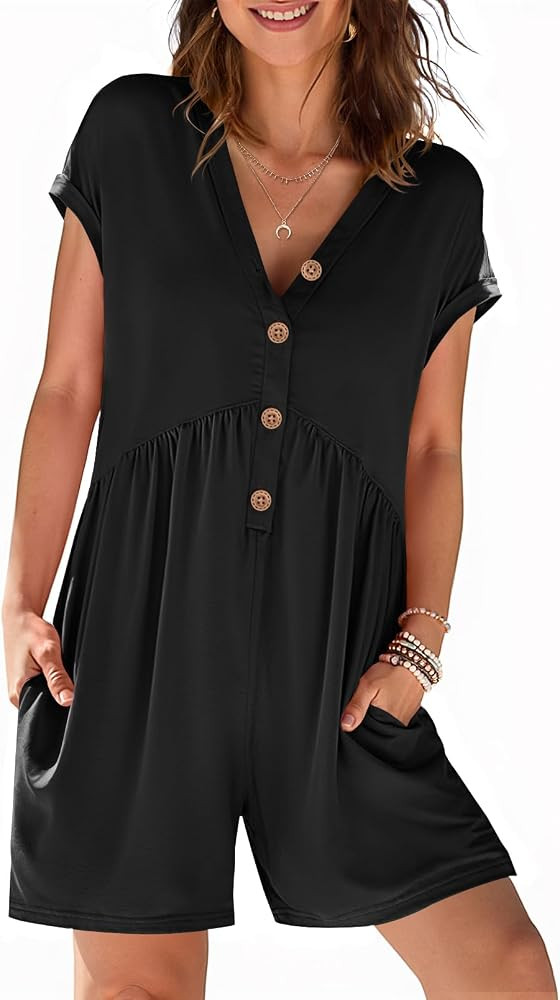 MEROKEETY Rompers for Women Casual Summer Short Jumpsuits Overalls | Amazon (US)