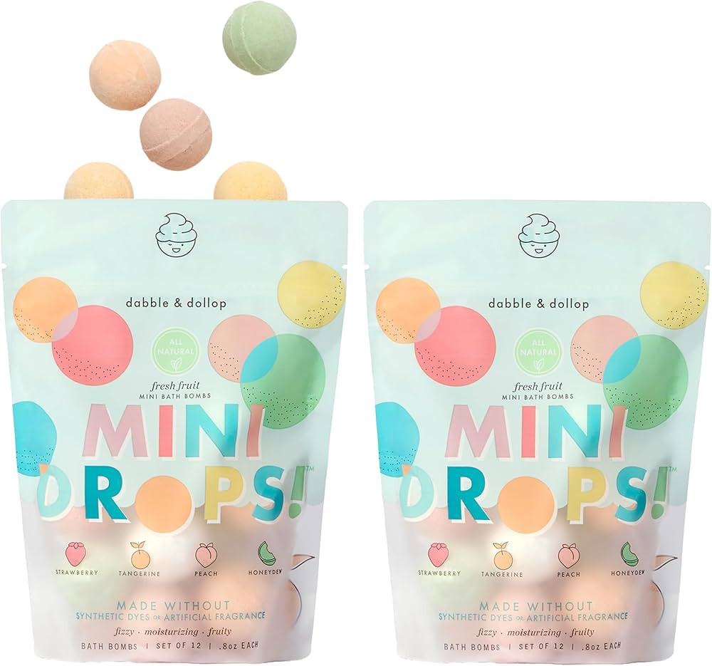 Dabble & Dollop Mini Bath Bombs, 100% Natural Droplets for Kids, Fresh Fruit Scents - Resealable ... | Amazon (US)